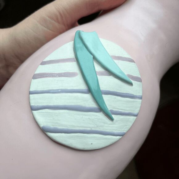 VTG Anne Muldery Studio Pottery Vase (1986) Pink Pastel Art Pottery w/ Sculptura - Picture 2 of 8